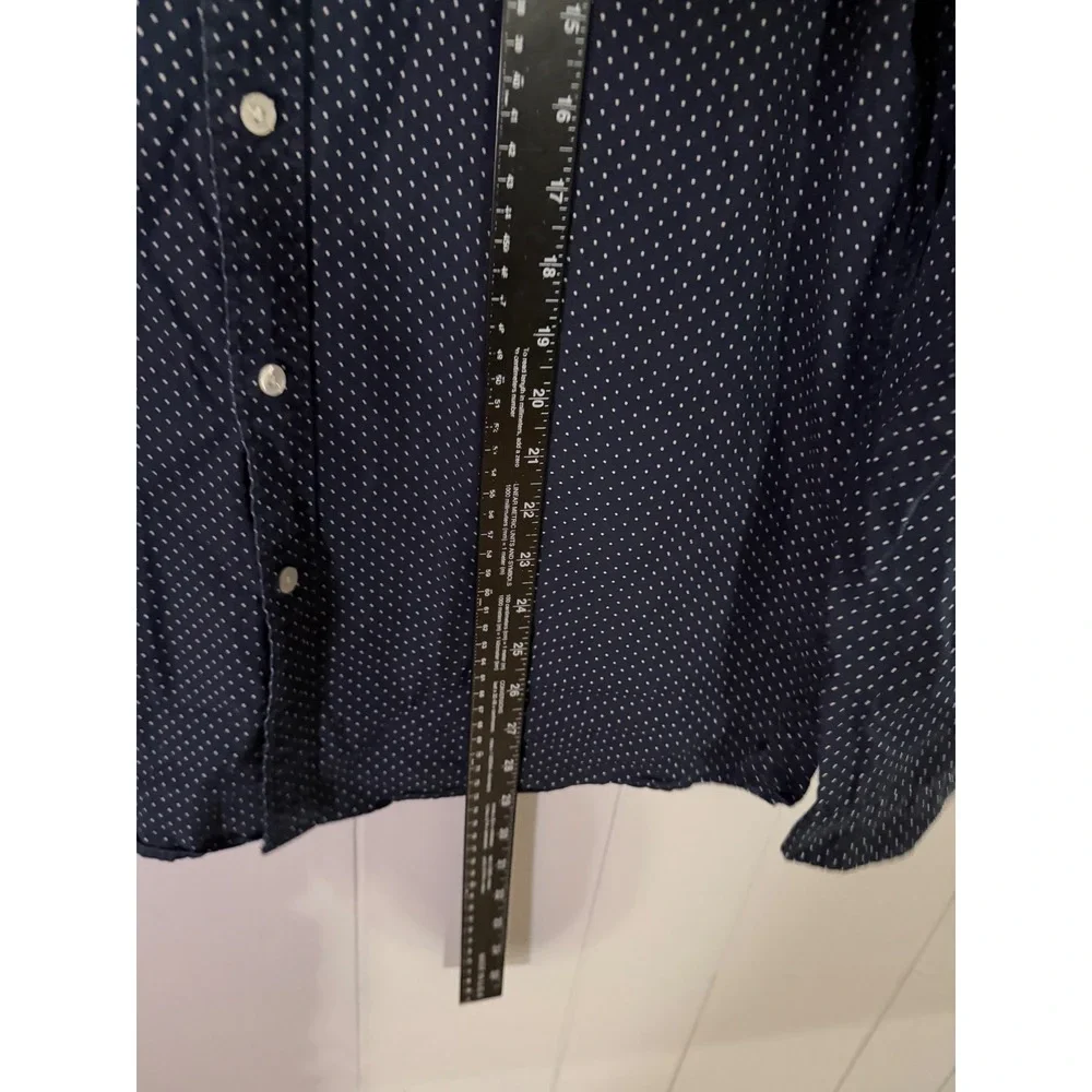 J. Crew Button Down Shirt Mens L Navy‎ Blue Polka Dot Long Sleeve 02688 HO 13